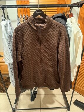 Men's Ralph Lauren Quilted Half-Zip Pullover Sweater - Brown